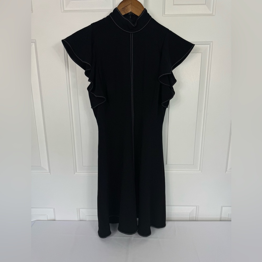 CINQ A SEPT Topstitch Reiko Mini Dress Women's Size 4 Black NWT